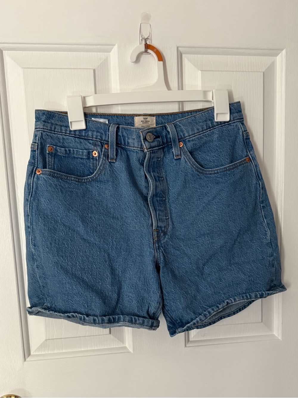 Levi's Medium Blue High-Rise Jean Shorts